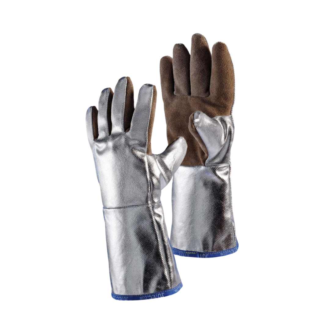 5-Finger-Handschuh aus Spaltleder & Preox-Aramidgewebe, aluminisiert, mit Futter, 38 cm, beste Handhabung