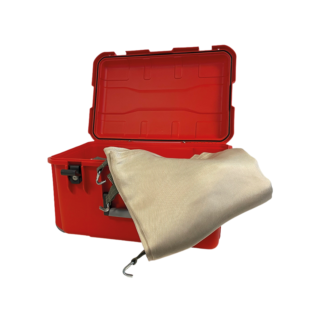 Brandbegrenzungsset 2-teilig BS-SV-Set-6030-T mit Brandbegrenzungsvorhang 6x3 m & Schutzkoffer