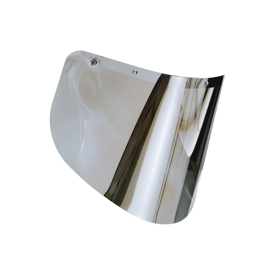 Polycarbonatscheibe klar, gebogen, mit 4 Positionsösen zur Befestigung am Schwenkbügel